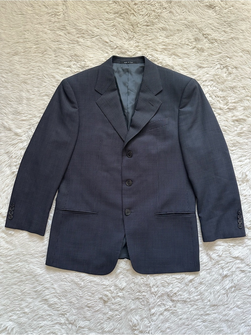 Armani Collezioni Men’s Suit Jacket 100% Wool Button Front Black Gray Sz 38C